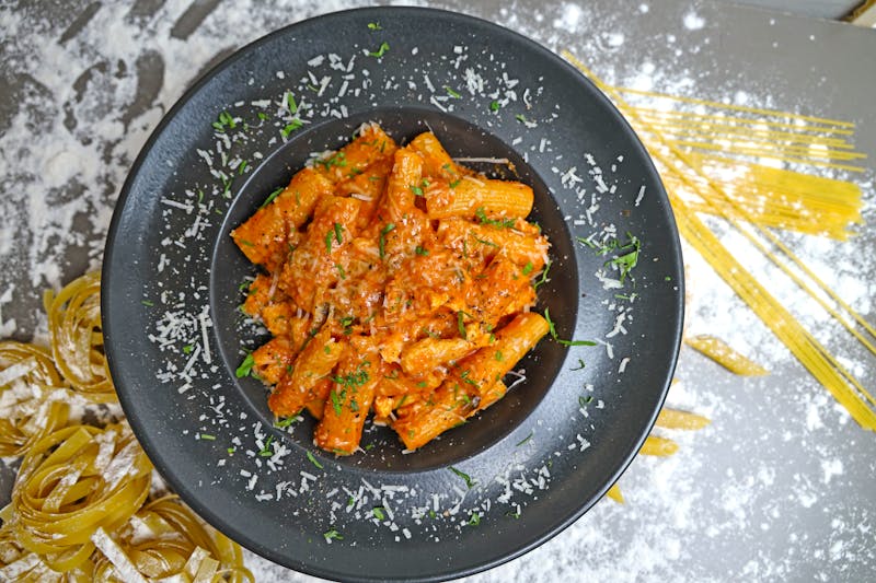Rigatoni Bolognese with slow-cooked meat sauce